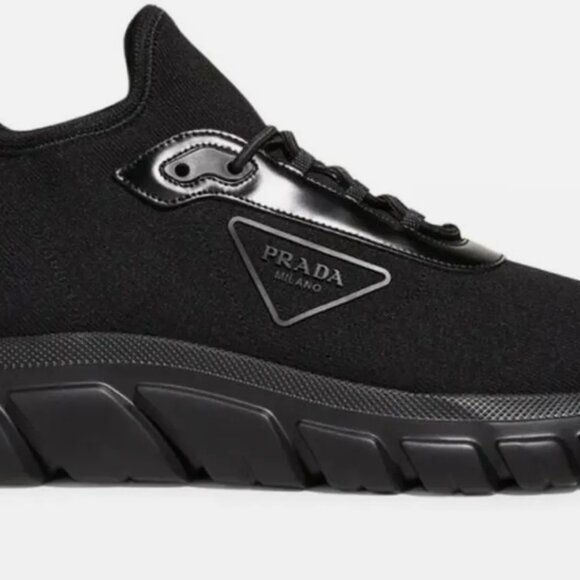 Prada Men's Allacciate Rush Triangle Logo Knit Sneakers - US10 - Picture 2 of 11